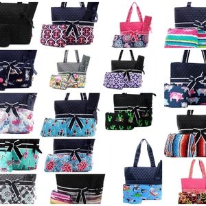 3 piece quilted diaper bag sets
